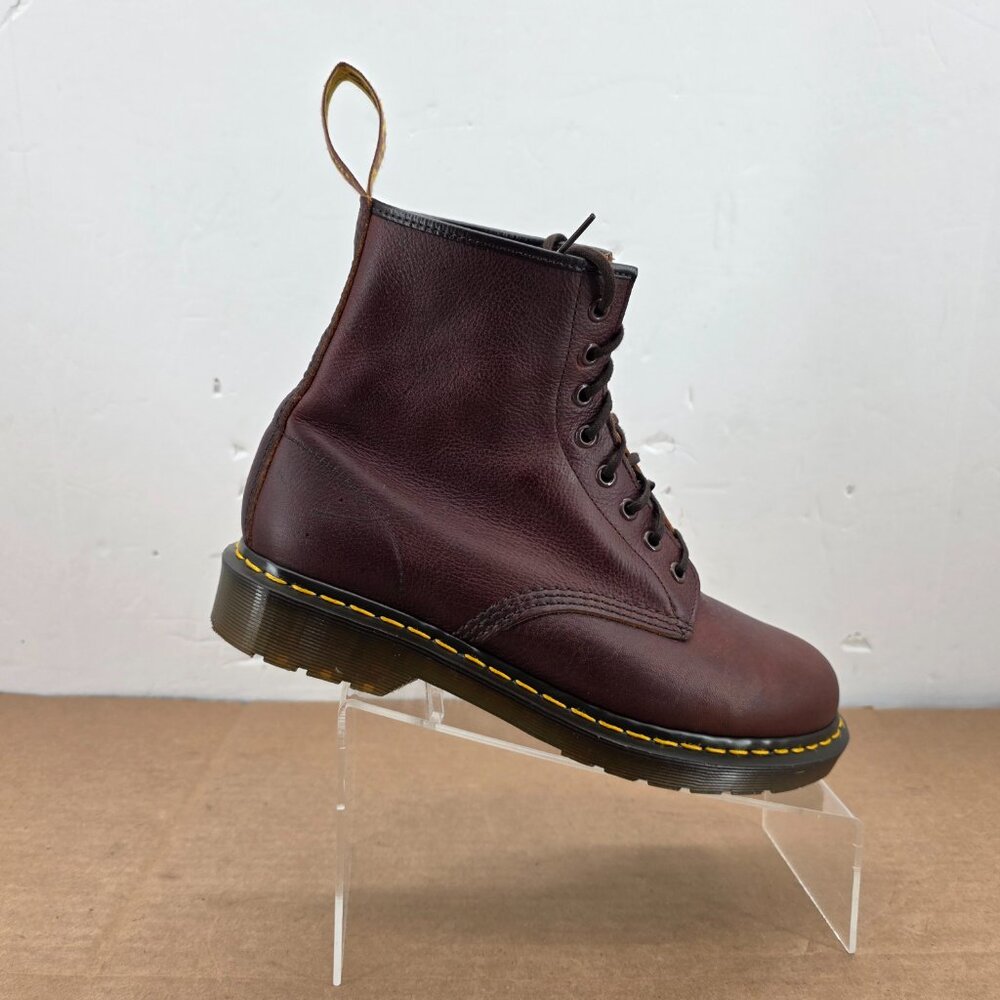 VTG Oiled Leather Dr Martens Made In England Boots  Brown Men's Sz 10  8 Eyelets - Picture 12 of 16